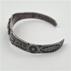 Vintage Fred Harvey Era 925 Sterling Silver Green Turquoise Arrow Cuff Bracelet